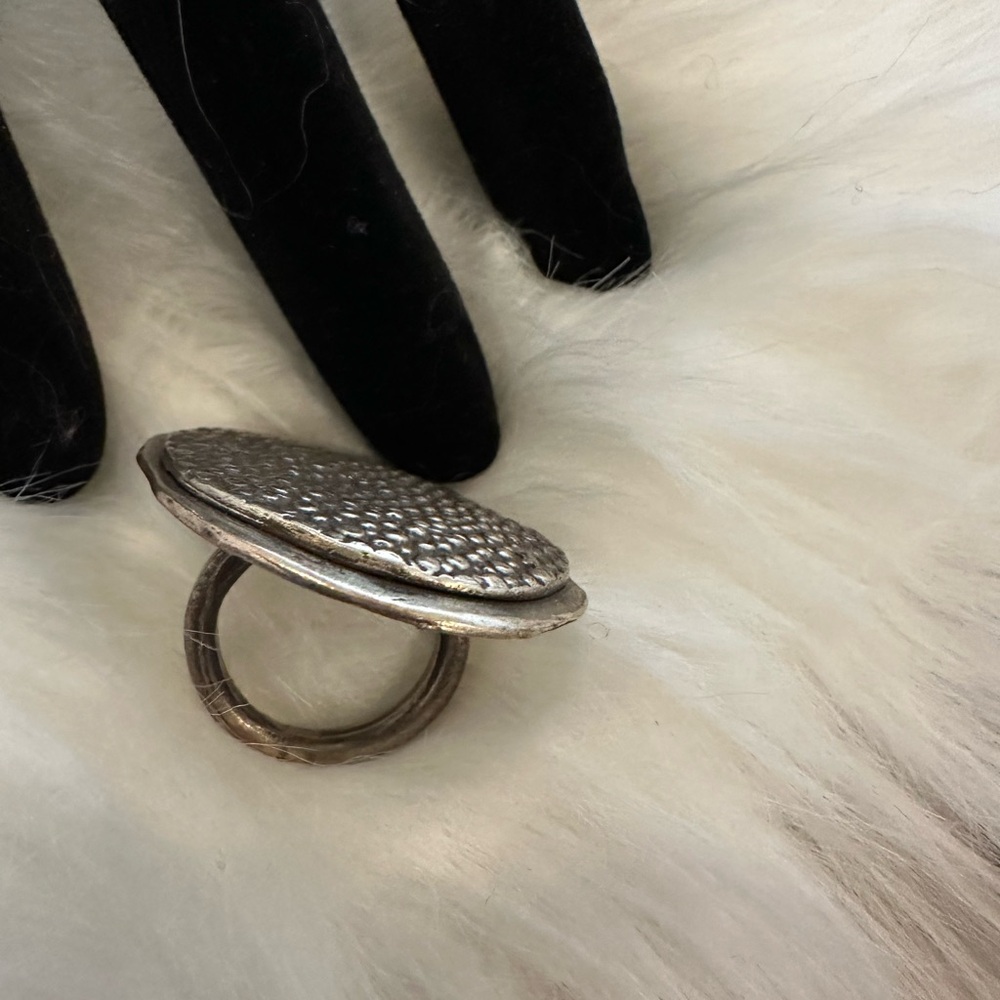 Silver Textured Statement Ring - image 4